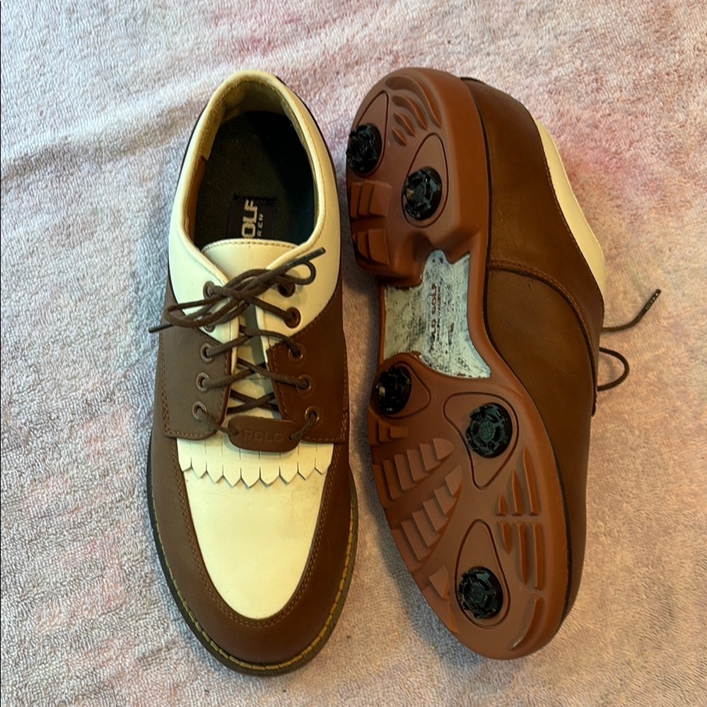 Polo by Ralph Lauren Brown and White Ladies Golf Shoes 6B